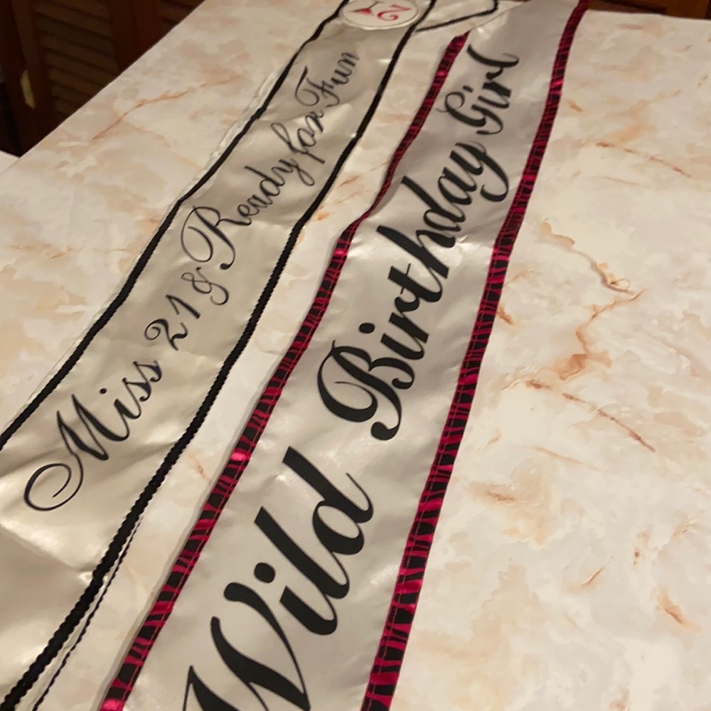 Set of 2 Birthday Sashes for 21st